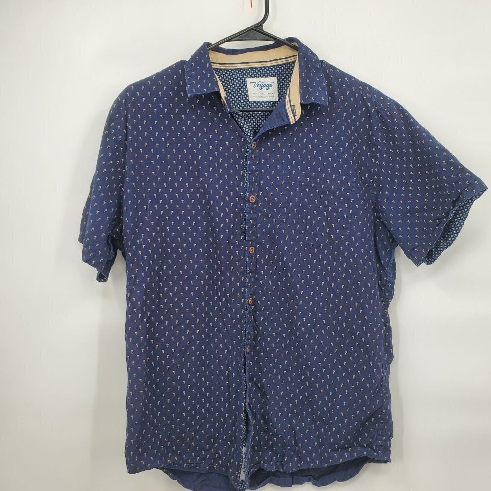Voyage Palm Tree Button Down Shirt Casual Cotton Slim Fit Novelty Large Mens